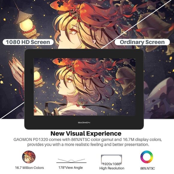 13.3 inch Graphic Tablet With Screen Full-laminated Pen Display GAOMON PD1320 - Picture 2 of 11